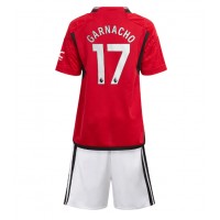 Manchester United Alejandro Garnacho #17 Heimtrikotsatz Kinder 2023-24 Kurzarm (+ Kurze Hosen)